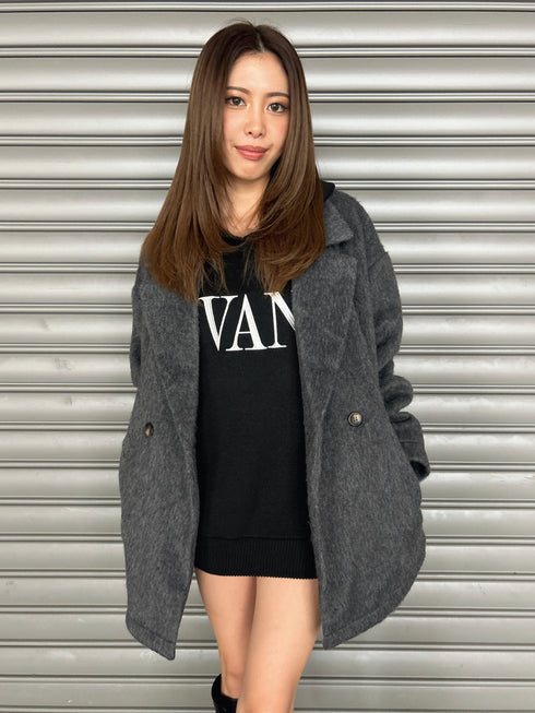 シャギーダブルミドル丈コート